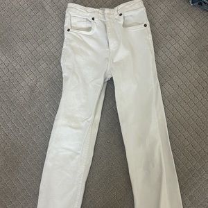 white zara flare jeans
